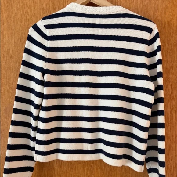#116 J Crew Navy and White Striped Sweater. NWT. Size S. Classy! - Picture 7 of 10